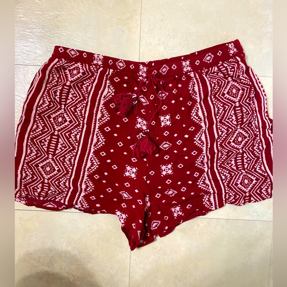 Xhilaration-Women’s Patterned Beaded/Tassel Tie Short W/Elastic-LARGE